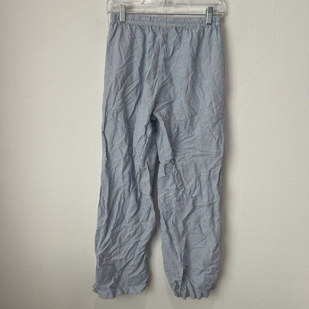 UNIQLO Linen Blend Easy Striped Pant Wide Leg Trousers Blue/White Small